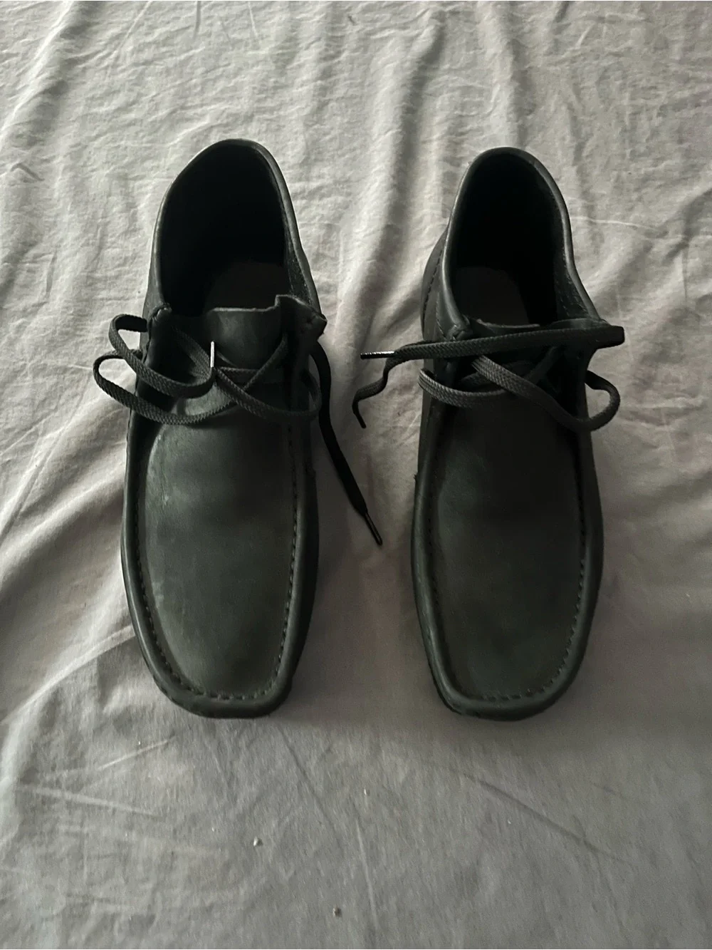 Black Clarks Wallabees Soft Texture Leather